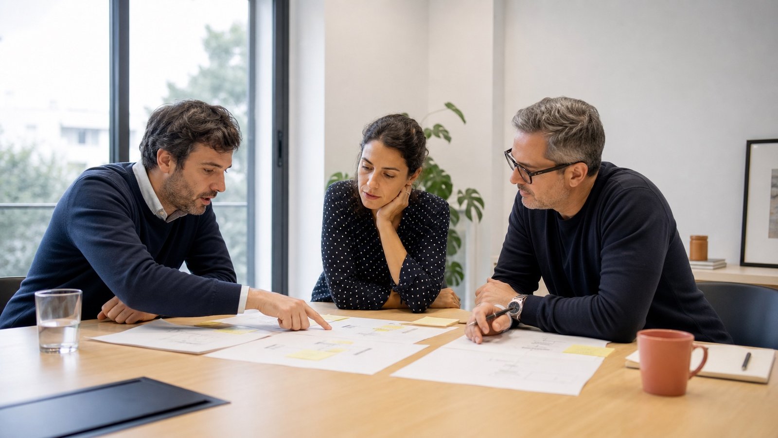 Equipo definiendo conjuntamente un proceso antes de automatizarlo